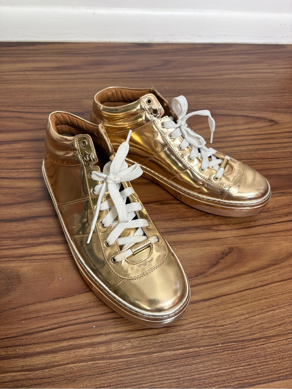 Jimmy Choo Gold High Top Sneakers size 39